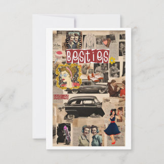 Carte Retro Vintage Collage Happy Galentine's Day Cards