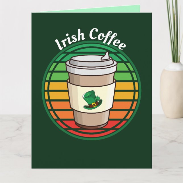Carte Retro Vintage Irish Coffee Hot Drink to Go (Devant)