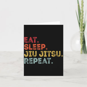 Carte Rétro Vintage Manger Dormir Jiu Jitsu Répéter Arts