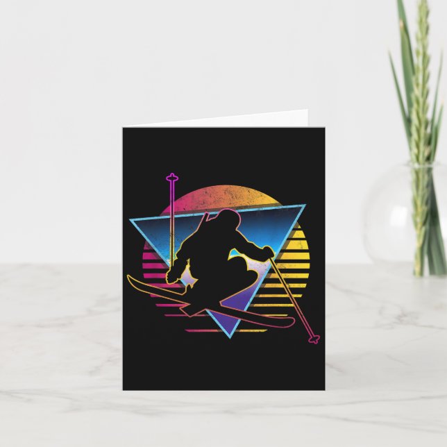 Carte Rétro Vintage Ski 80s  (Devant)