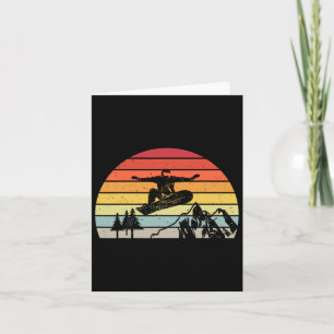 Carte Retro Vintage Snowboard Montagne Aventure Neige