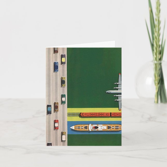 Carte Rétro Vintage Travel Modes Trip Blank Note (Devant)