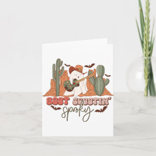 Carte Retro Western Halloween Cute Ghost Fun Boot Scooti