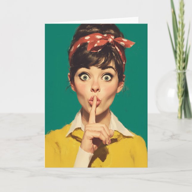 Carte Retro Woman Making a Shush (Devant)