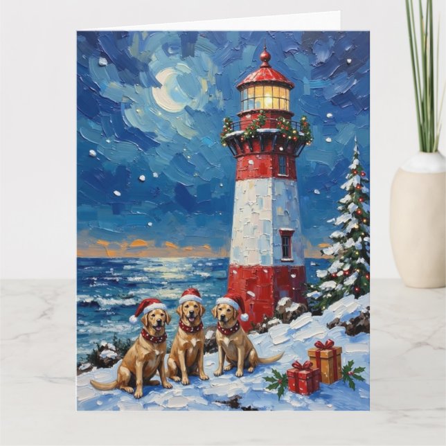 Carte Rétroéclairage de Noël Retriever du Labrador Fêtes (Devant)