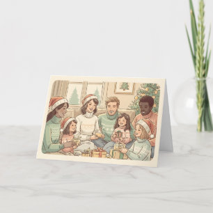 Carte Réunion de Noël en famille multi-générationnelle c