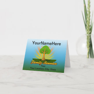 Carte Réunion familiale personnalisée, arbre vert avec r