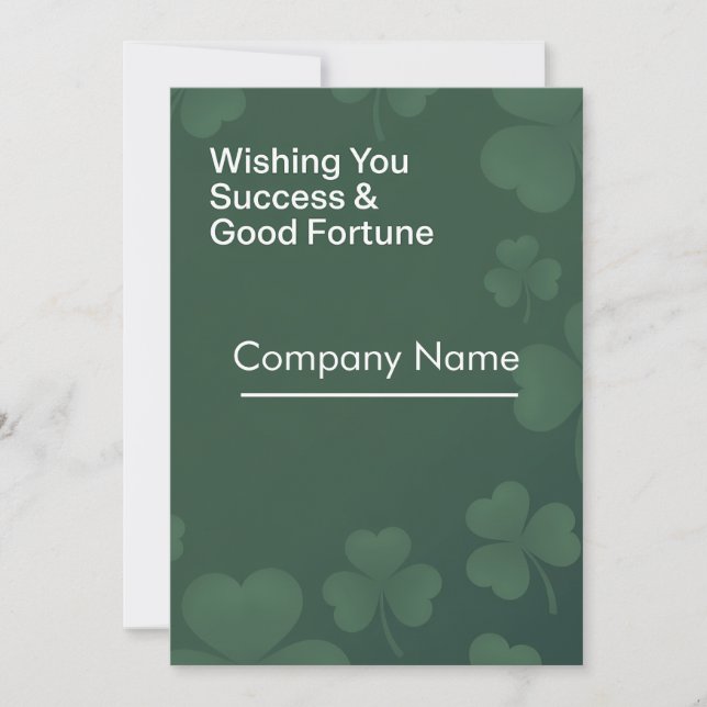 Carte Réussite et bonne fortune de la Saint-Patrick en e (Devant)