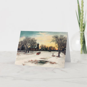 Carte Réveillon de Noël, 1889, peinture vintage,