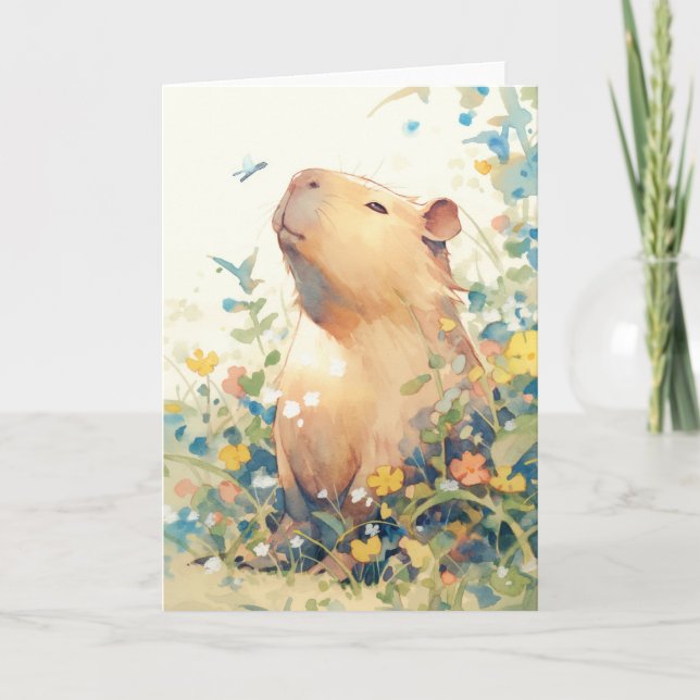 Carte Rêverie de capybara dans la prairie (Devant)
