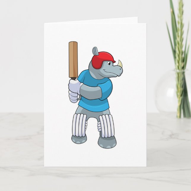 Carte Rhino au cricket avec chauve-souris de cricket (Devant)
