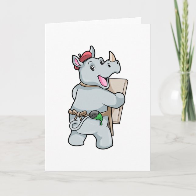 Carte Rhinocéros à Peinture avec Couleurs (Devant)