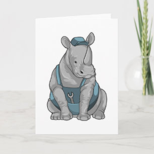 Carte Rhinocéros artisan avec clé à écrou