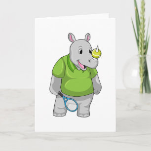 Carte Rhinocéros au tennis avec balle de tennis