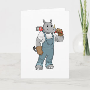 Carte Rhinocéros bricoleur avec une pince multiprise