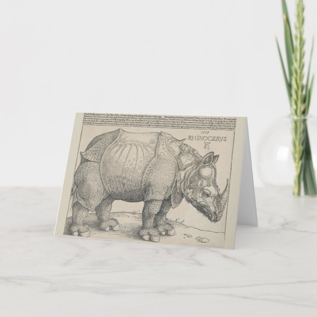Carte Rhinoceros, coupe de bois par Albrecht Durer (Devant)