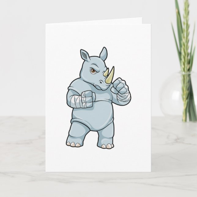 Carte Rhinocéros en boxeur à la boxe (Devant)
