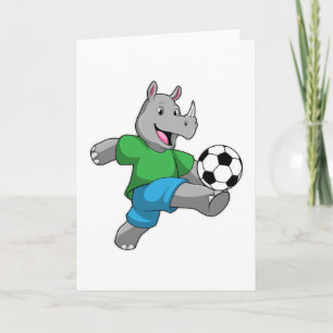 Carte Rhinocéros en joueur de football avec ballon de fo