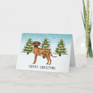 Carte Rhodesian Ridgeback Avec Texte Forêt D'Hiver Neige