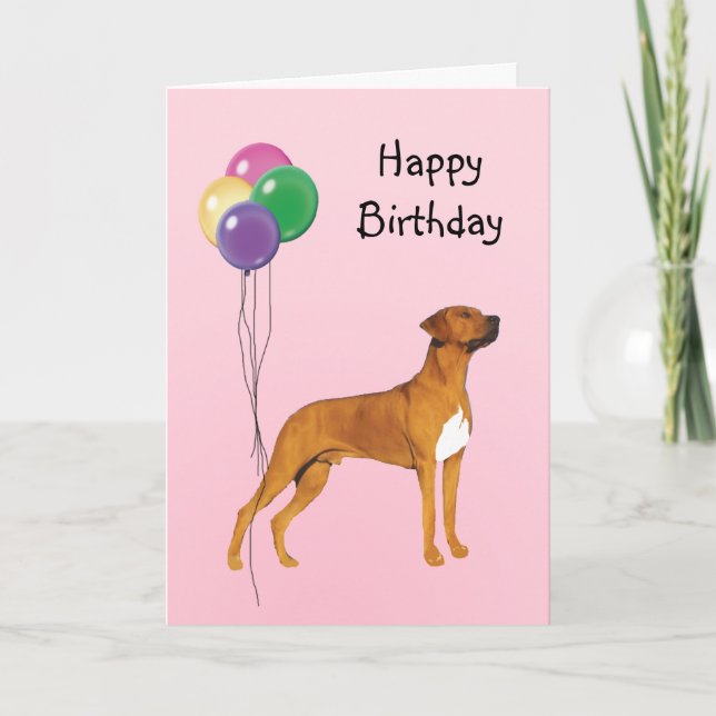 Carte Rhodesian Ridgeback, ballons d'anniversaire (Devant)