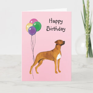 Carte Rhodesian Ridgeback, ballons d'anniversaire