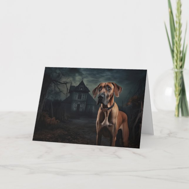 Carte Rhodesian Ridgeback Halloween effrayant (Devant)