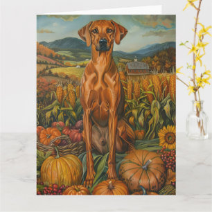 Carte Rhodesian Ridgeback Récolte d'Automne Action de Gr