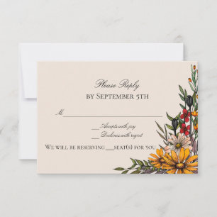Carte Rich Fall Floral Réponse/RSVP