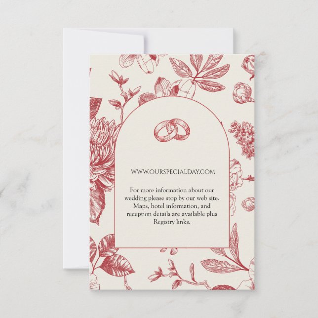 Carte Rich Rouge Floral Toile Floral (Devant)