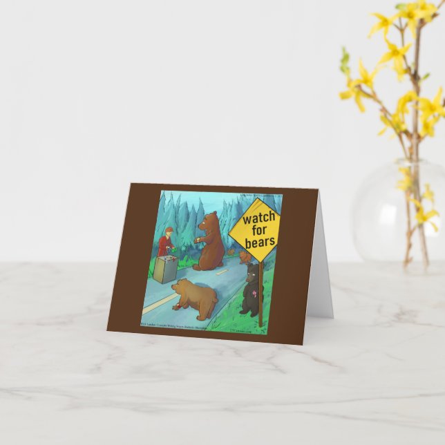 Carte Rick London Funny Bear avec des montres Comic (Fleur jaune)