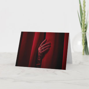 Carte Rideau de théâtre Velvet Rouge avec main gantée de