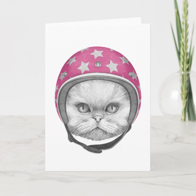 Carte Rider en moto chats perse (Devant)