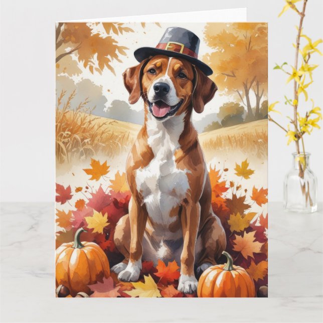 Carte Ridgeback Rhodésien Feuilles d'Automne Art de Than (Fleur jaune)