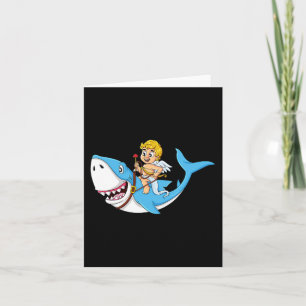 Carte Riding Cupid Shark Valentines Jour Amusants Garçon