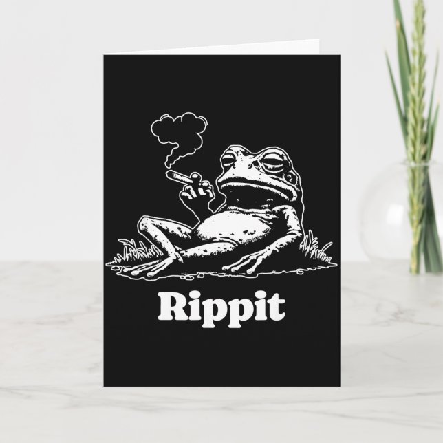 Carte Rippit Grenouille Stoner Fumeur de Weed Drôle  (Devant)