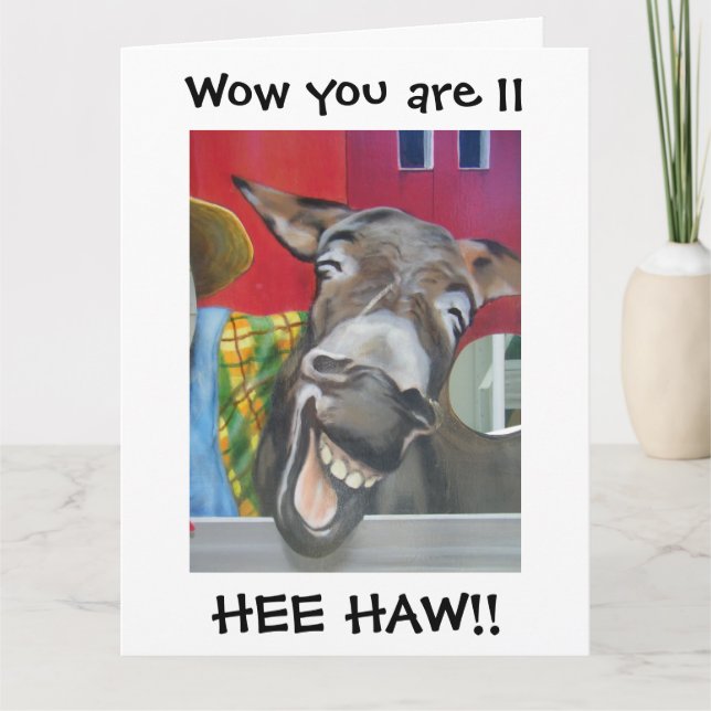 Carte "RIRE DONKEY GREETING" POUR "11ème" ANNIVERSAIRE (Devant)
