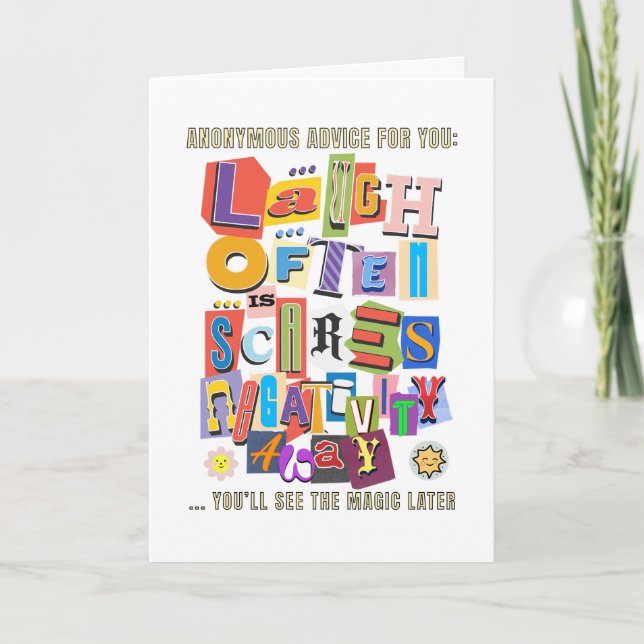 Carte Rire Souvent - Typographie Positive Citation Desig (Devant)