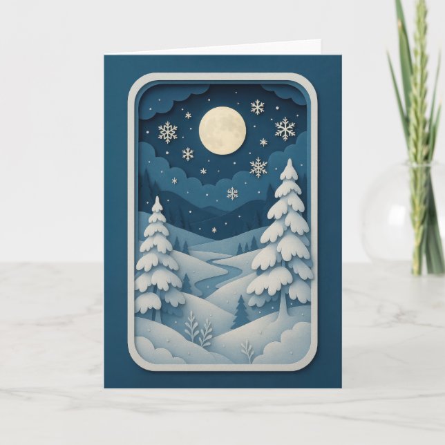 Carte Rivière au Clair de Lune dans une Forêt Enneigée C (Devant)