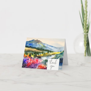 Carte Rivière de montagne et fleurs à l'aquarelle person