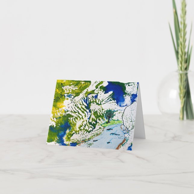 Carte Rivière flottante aux couleurs vert et bleu (Devant)