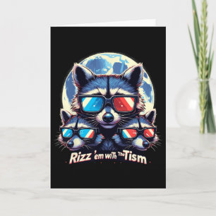 Carte Rizz Em avec le Tism Rétro Vintage Raccoon Meme A