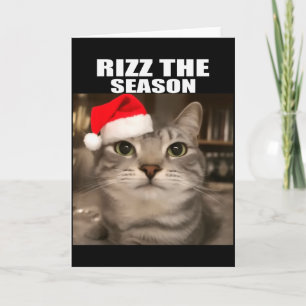 Carte Rizz la saison drôles de Noël pyjama chat mème B