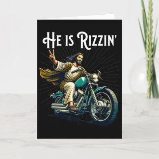 Carte Rizzen drôle Rizz Il est Rizzin Jésus à moto