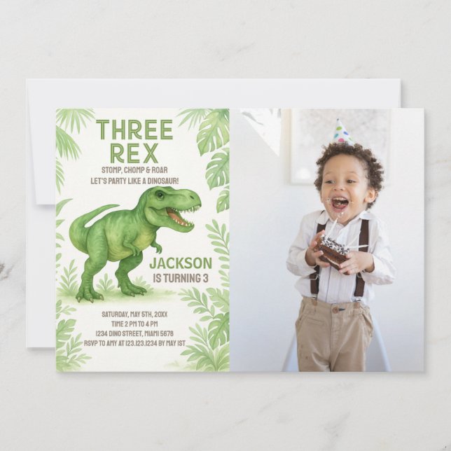 Carte Roaring Party pour enfants avec photo (Devant)