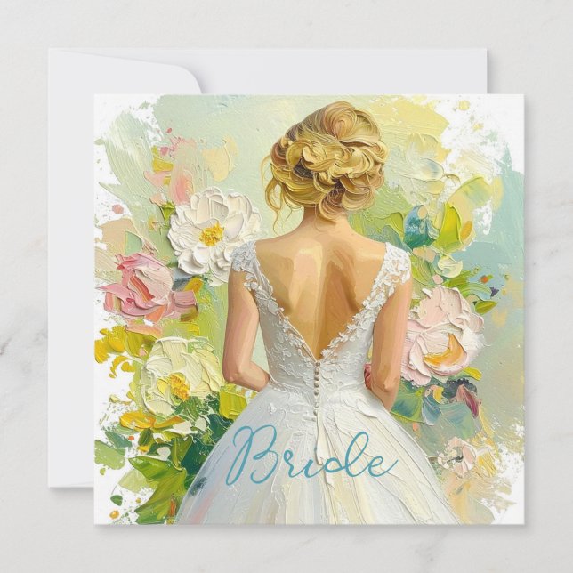Carte Robe de mariée blanche pour la douche nuptiale sur (Devant)