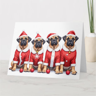 Carte Robe de Noël Bullmastiff Chapeau de Père Noël