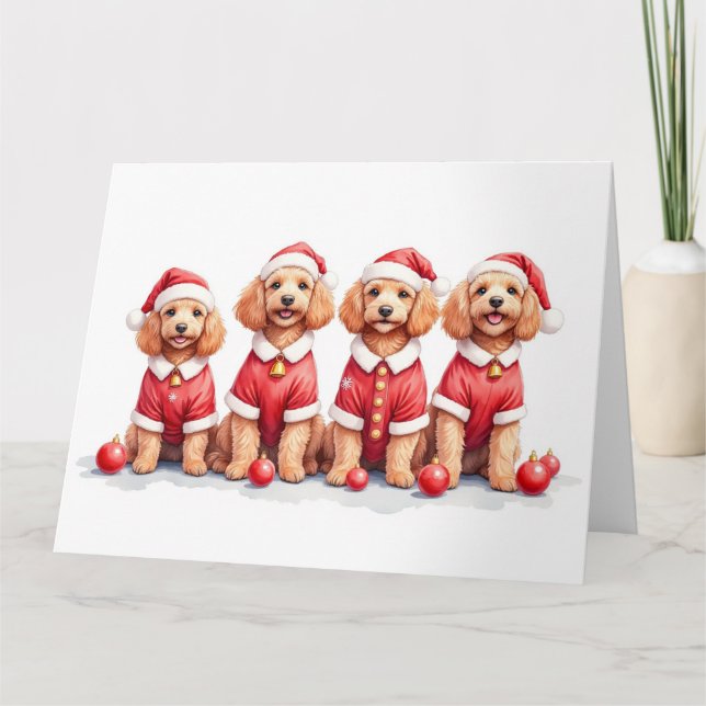 Carte Robe de Noël Cockapoo Chapeau de Père Noël (Devant)