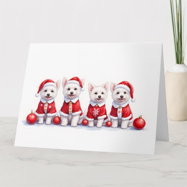 Carte Robe de Noël Coton de Tulear Chapeau de Père Noël (Devant)
