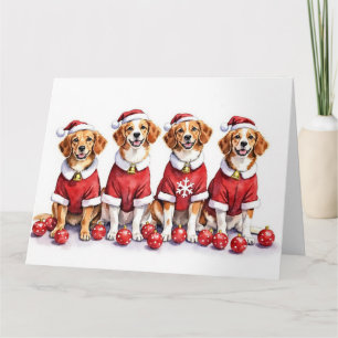 Carte Robe de Noël de Brittany Spaniel Chapeau de Père N