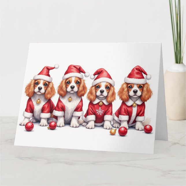 Carte Robe de Noël pour Cavalier King Charles Spaniel (Devant)